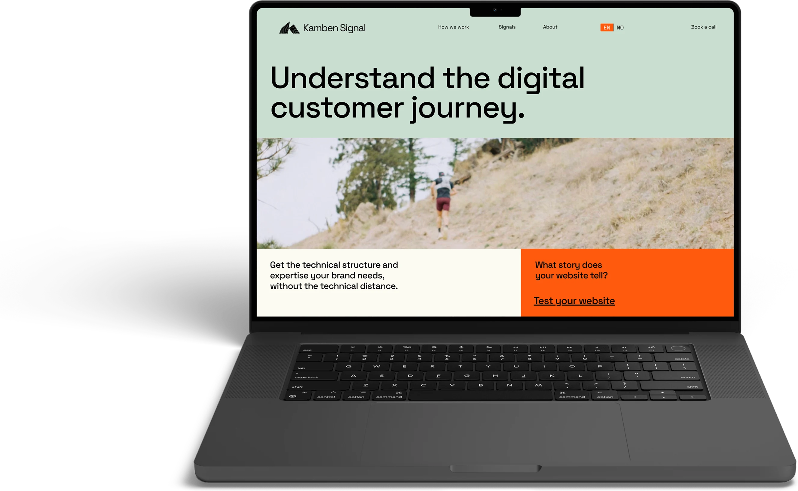 Kamben Signal landing page on a laptop: Understand the digital customer journey.