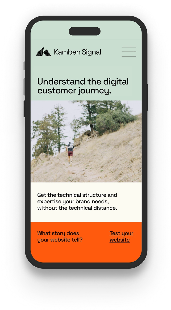 Kamben Signal landing page on a phone